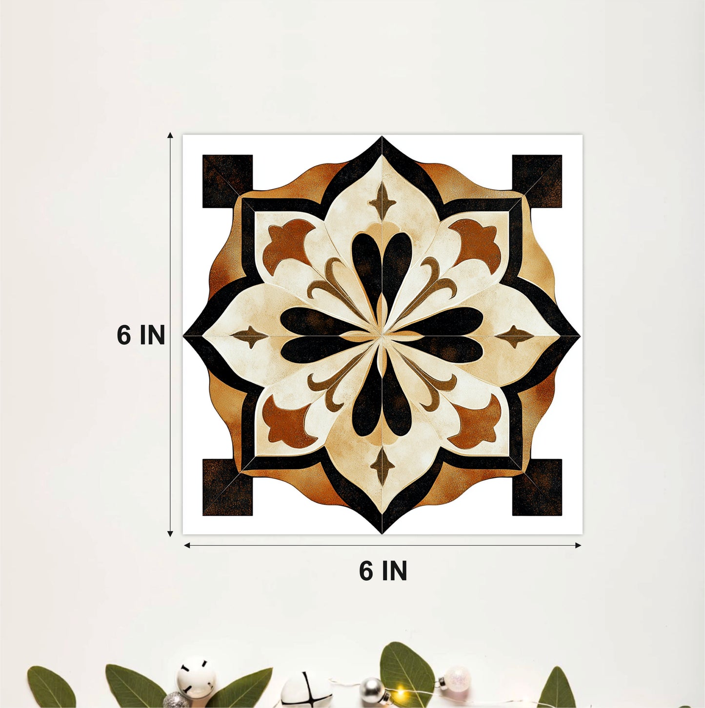 Vintage Black & Gold Floral Medallion Tile Sticker
