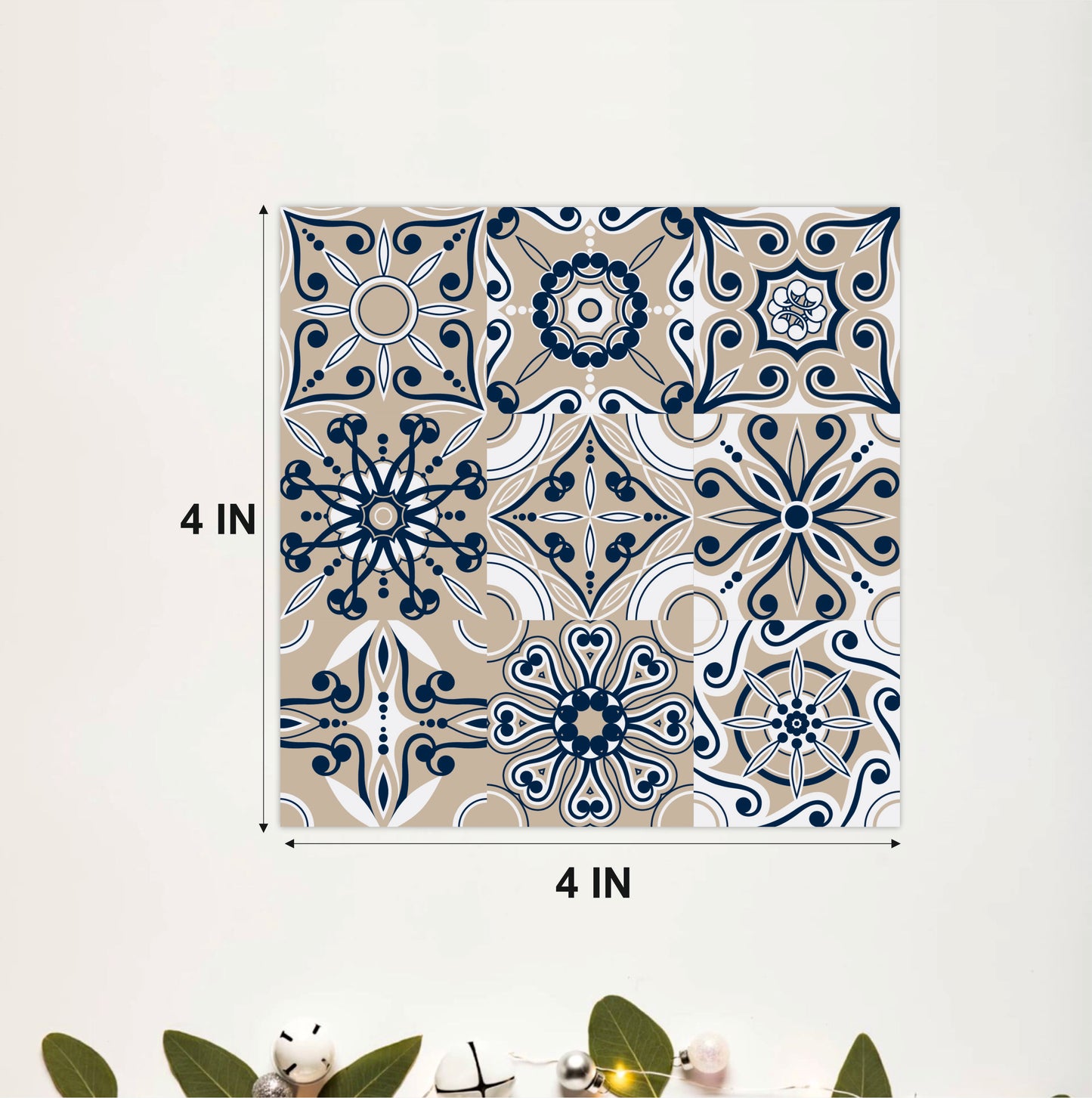 Vintage Blue Floral Patchwork Tile Sticker