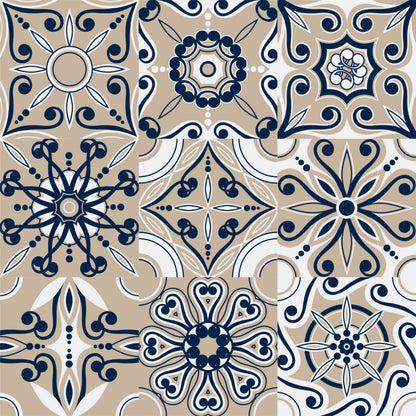 Vintage Blue Floral Patchwork Tile Sticker