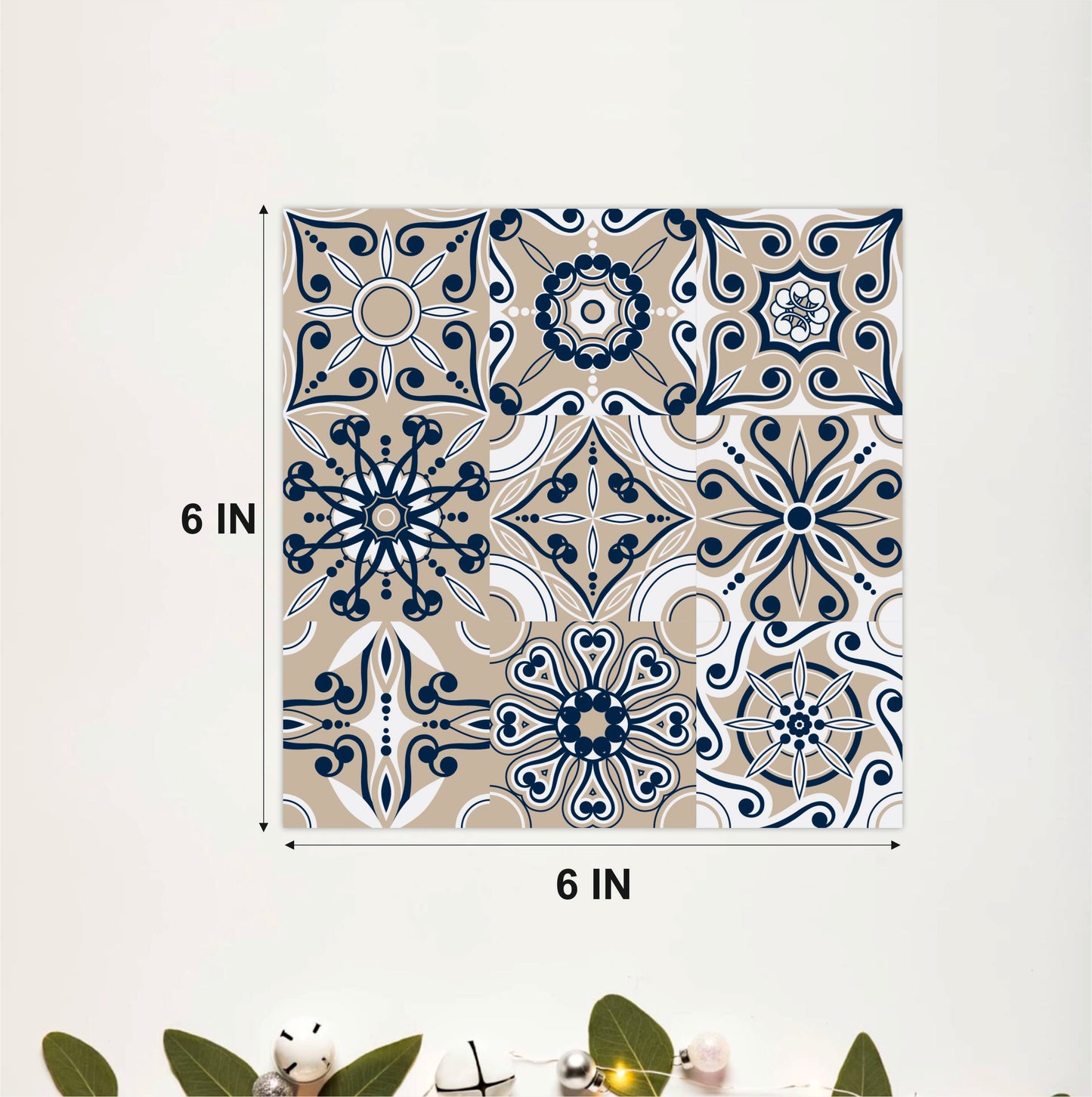 Vintage Blue Floral Patchwork Tile Sticker