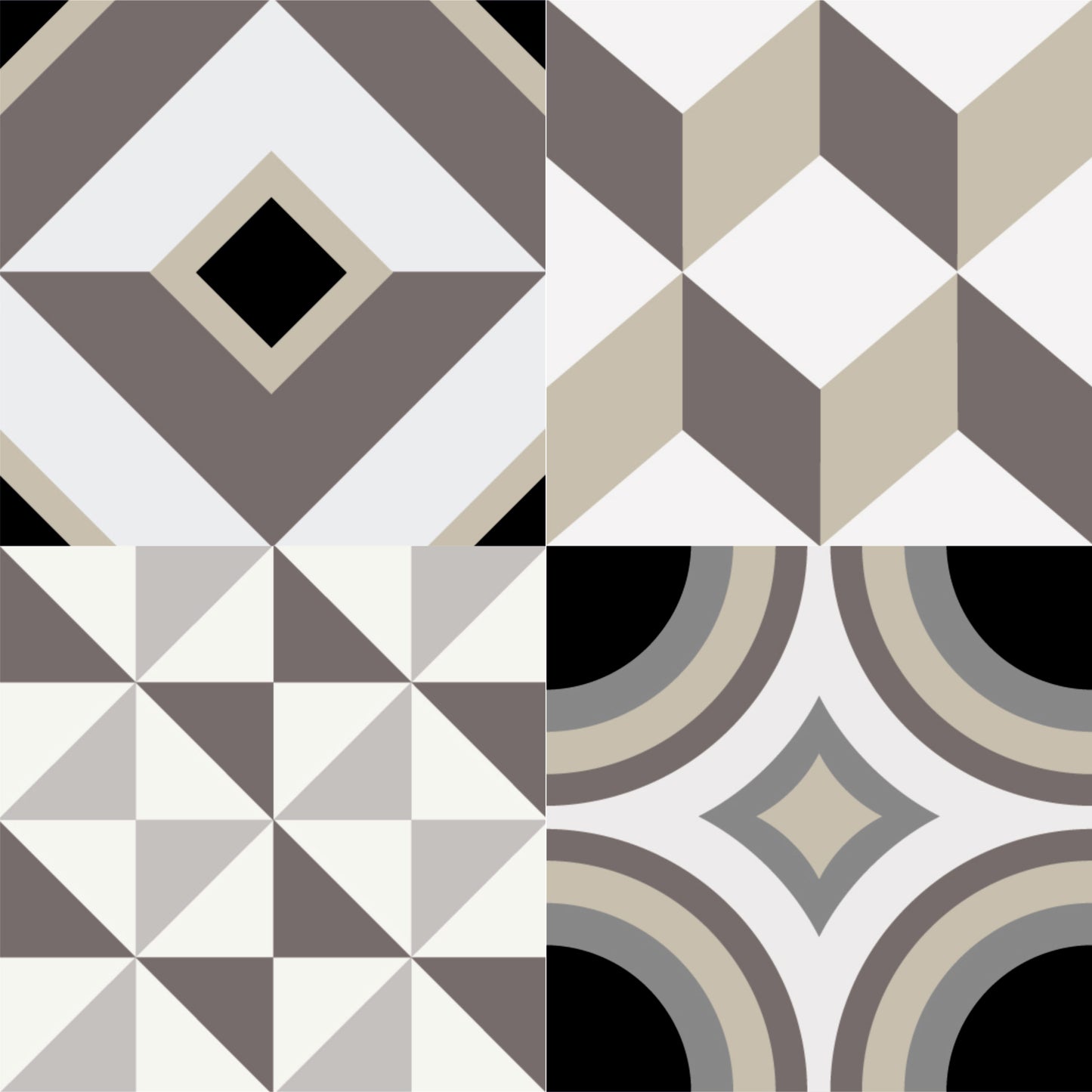 Modern Neutral Geometric Patchwork Tile Sticker