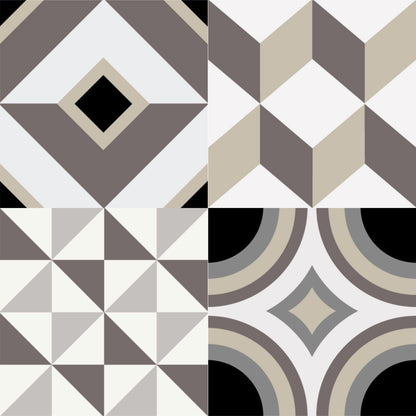 Modern Neutral Geometric Patchwork Tile Sticker