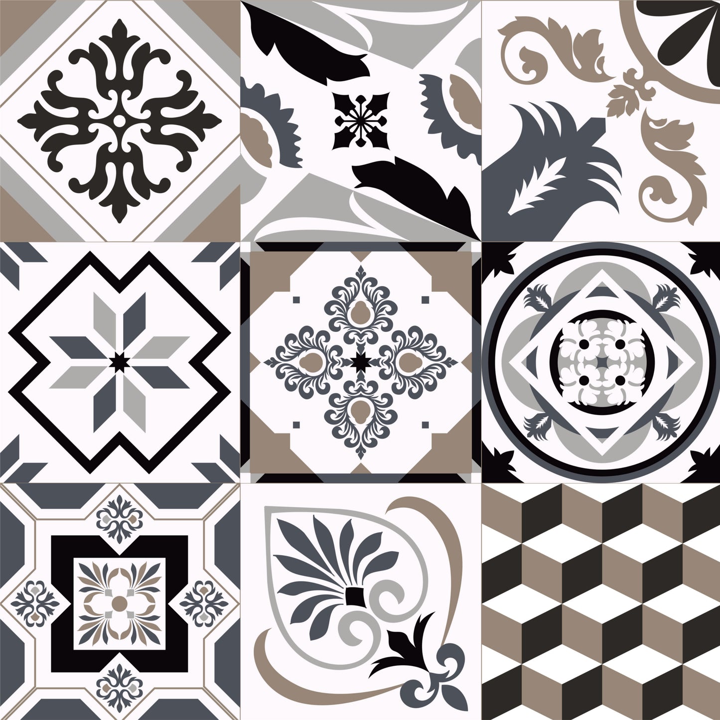 Vintage Monochrome Decorative Tile Sticker