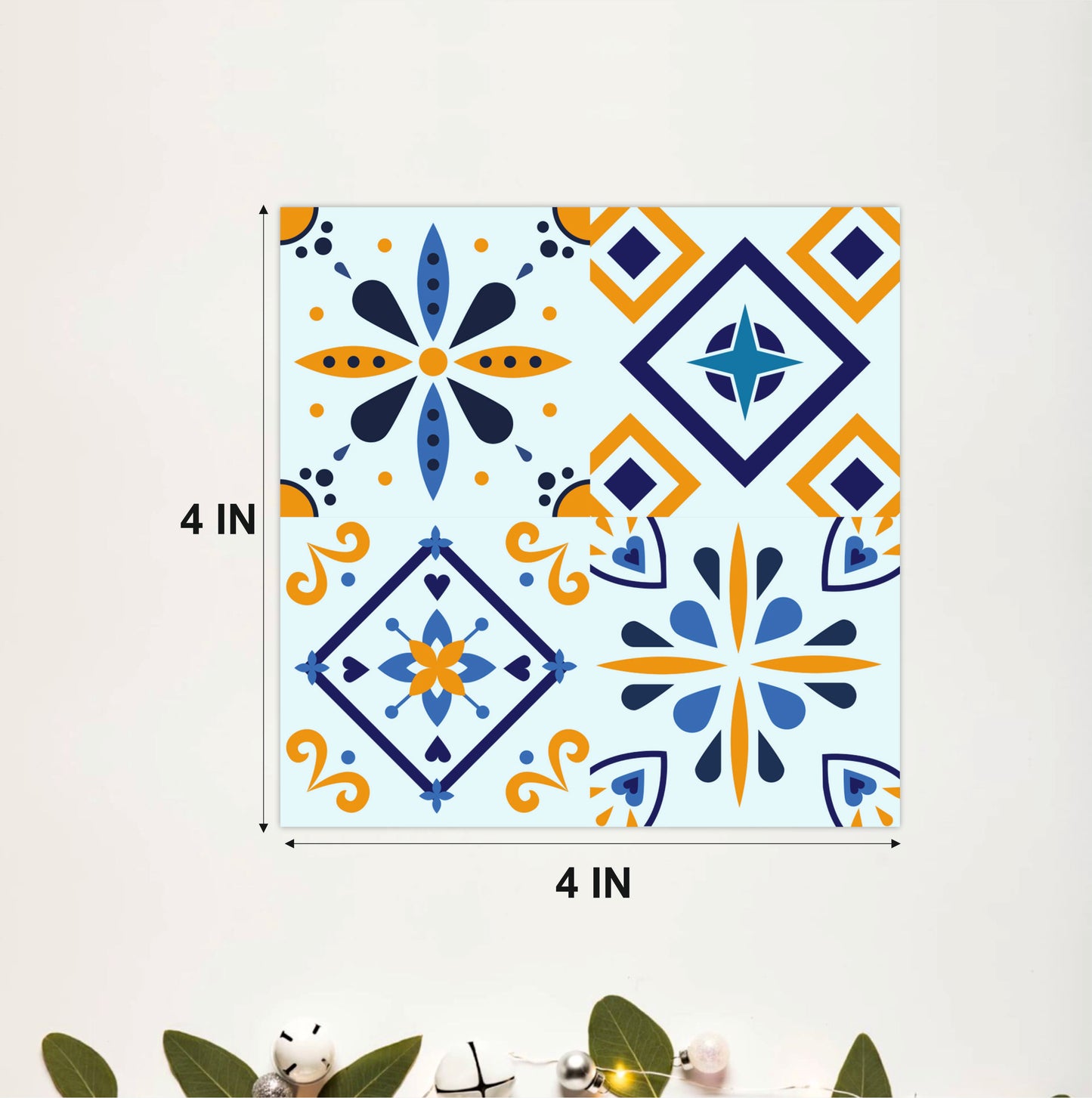 Blue & Mustard Patchwork Tile Sticker Set