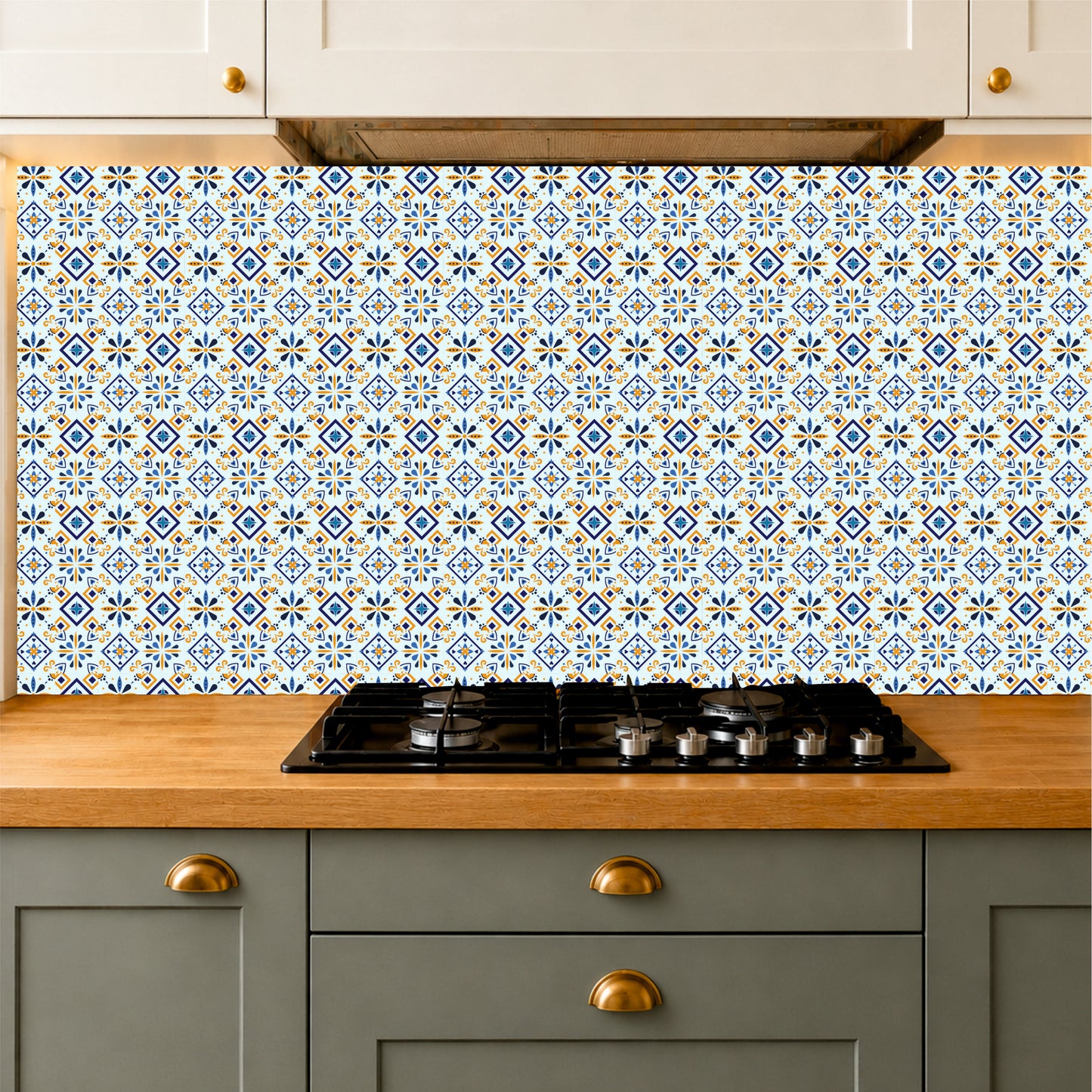 Blue & Mustard Patchwork Tile Sticker Set