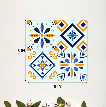 Blue & Mustard Patchwork Tile Sticker Set