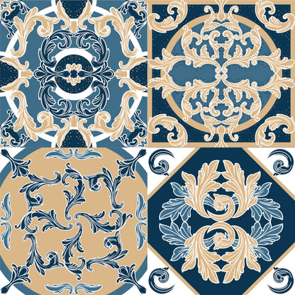 Royal Blue Baroque Patchwork Tile Sticker Set