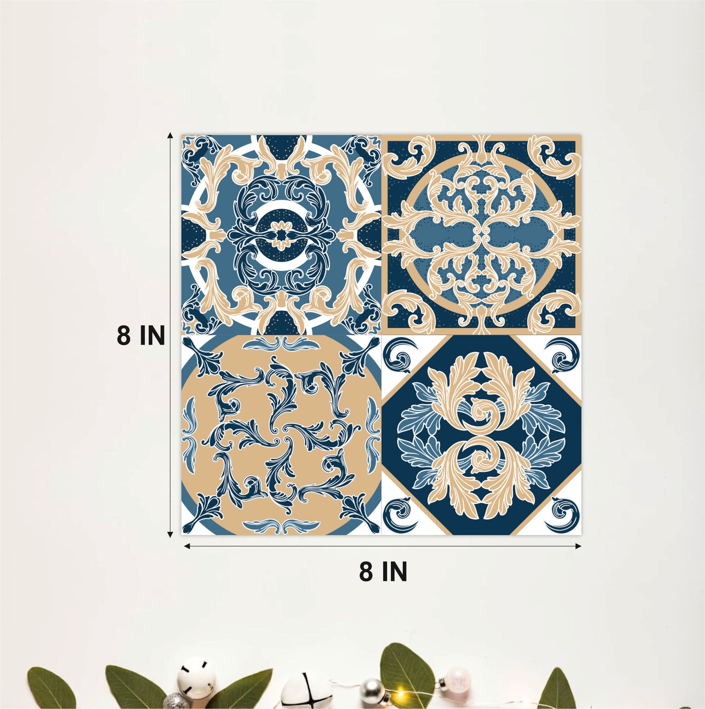 Royal Blue Baroque Patchwork Tile Sticker Set