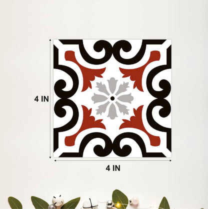 Vintage Red & Black Ornamental Tile Sticker