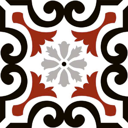 Vintage Red & Black Ornamental Tile Sticker