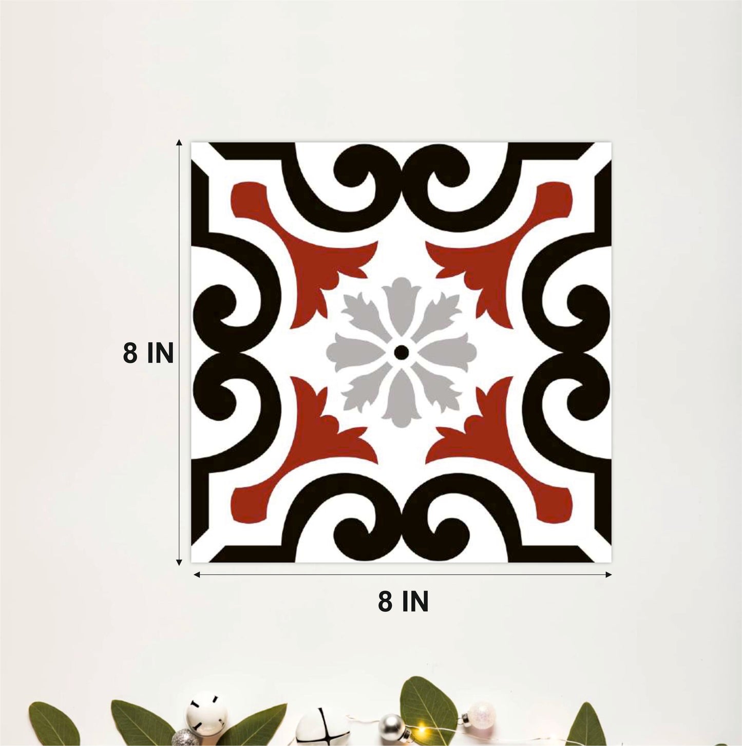 Vintage Red & Black Ornamental Tile Sticker