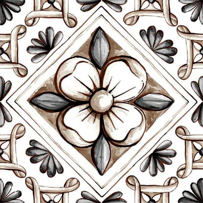 Vintage Floral Diamond Tile Sticker