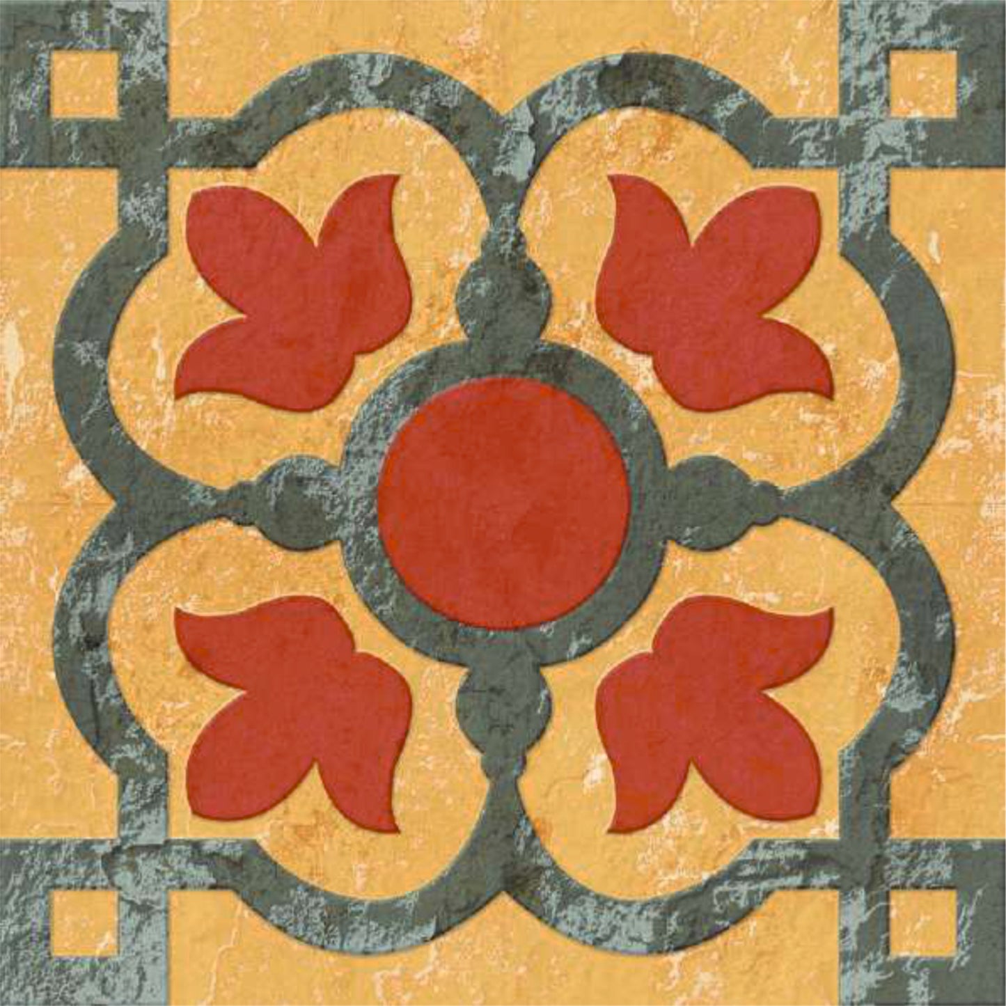 Vintage Mustard Floral Tile Sticker
