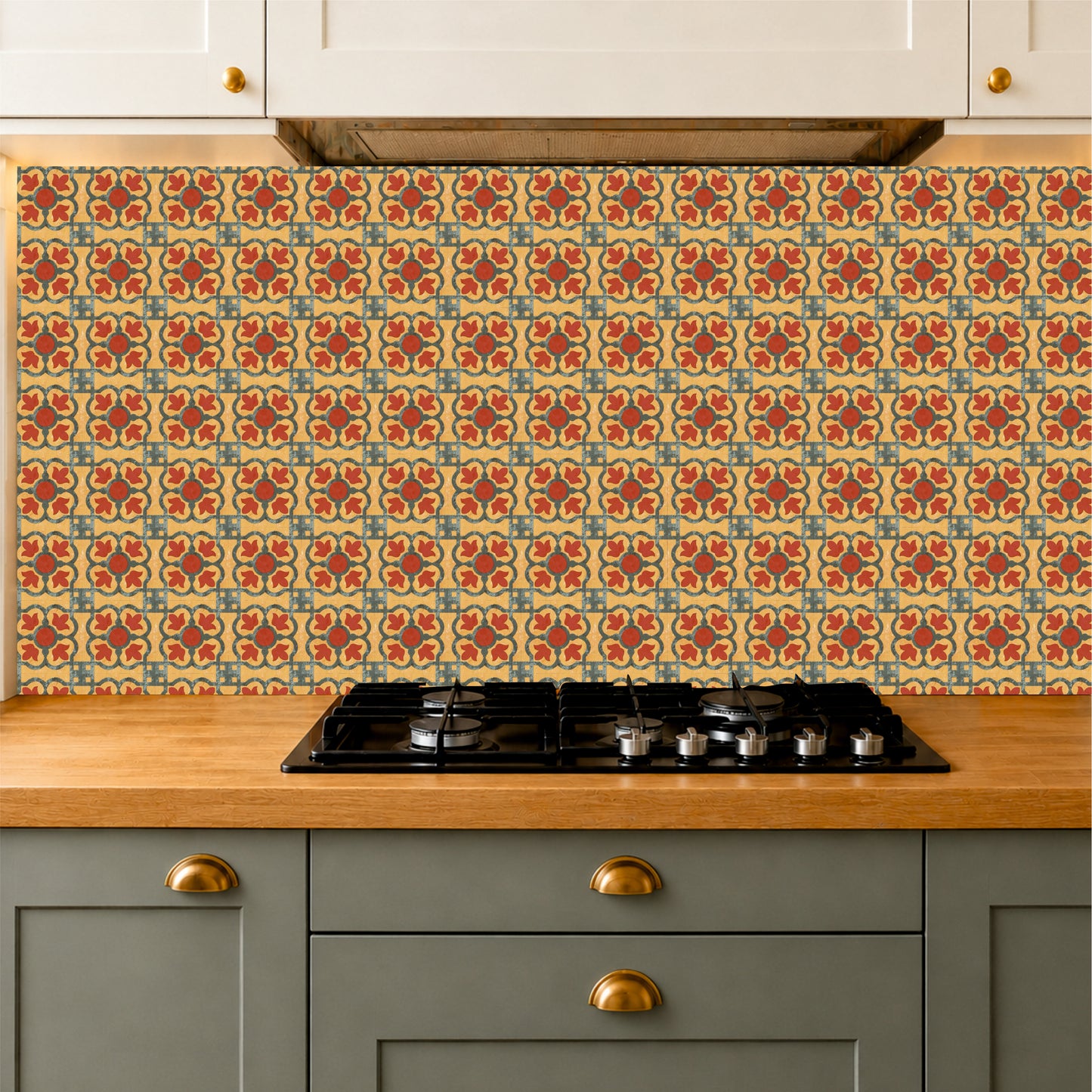 Vintage Mustard Floral Tile Sticker