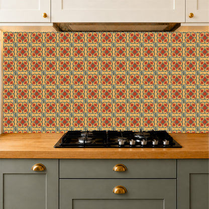 Vintage Mustard Floral Tile Sticker