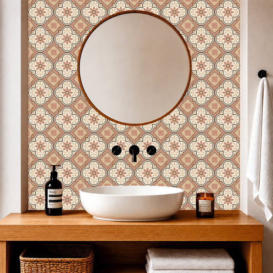 Soft Terracotta Floral Tile Sticker