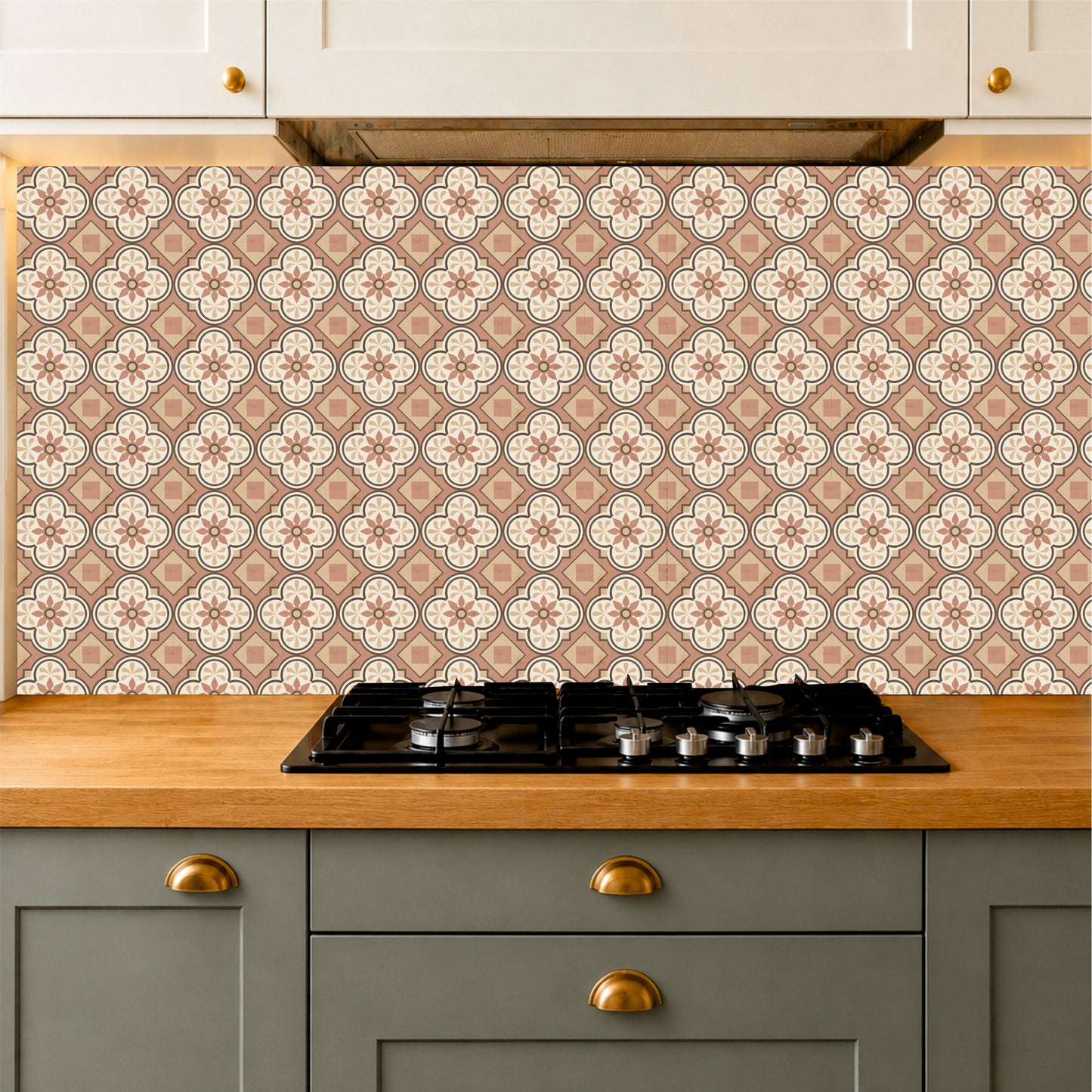 Soft Terracotta Floral Tile Sticker