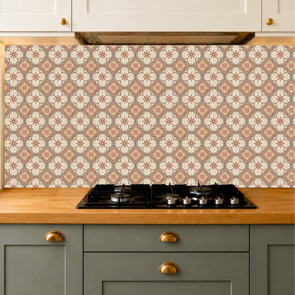 Soft Terracotta Floral Tile Sticker