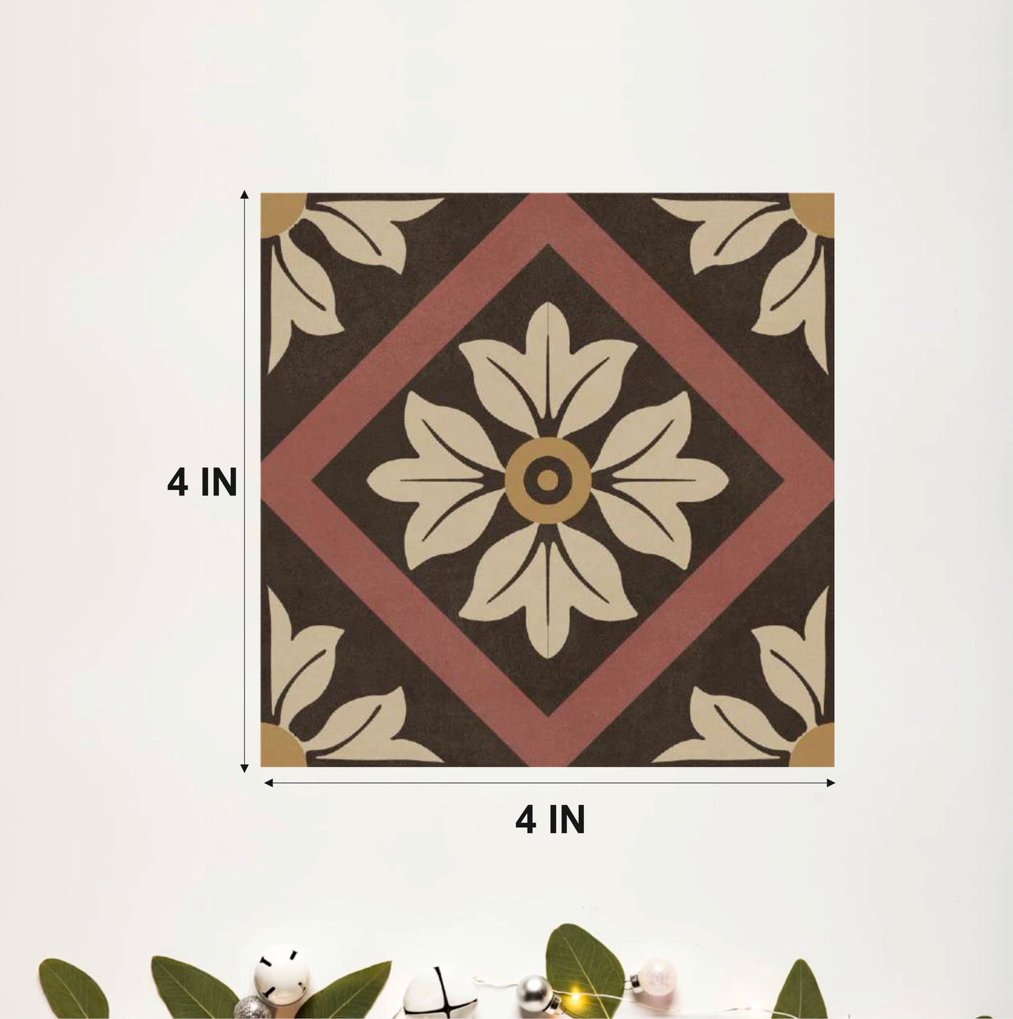 Rustic Brown Floral Tile Sticker
