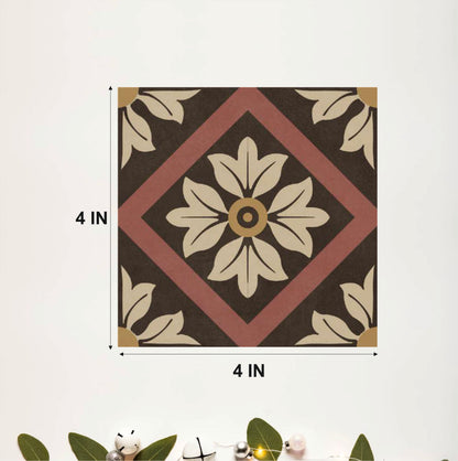 Rustic Brown Floral Tile Sticker