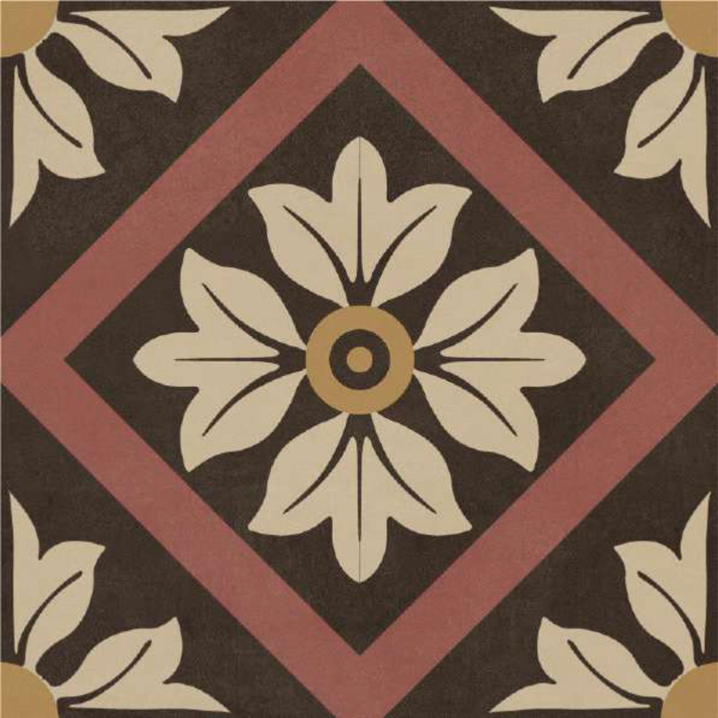Rustic Brown Floral Tile Sticker