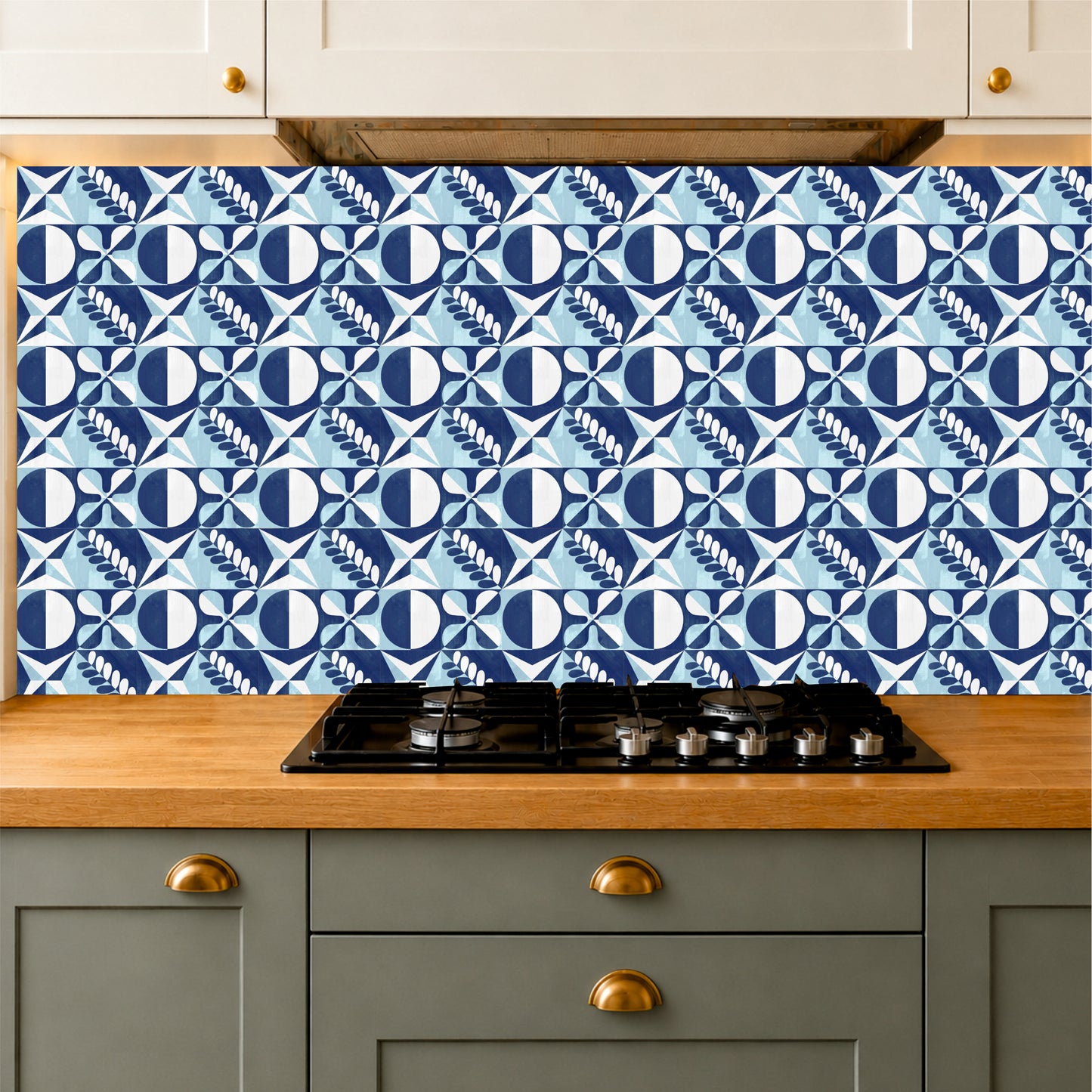 Scandinavian Blue Abstract Tile Sticker