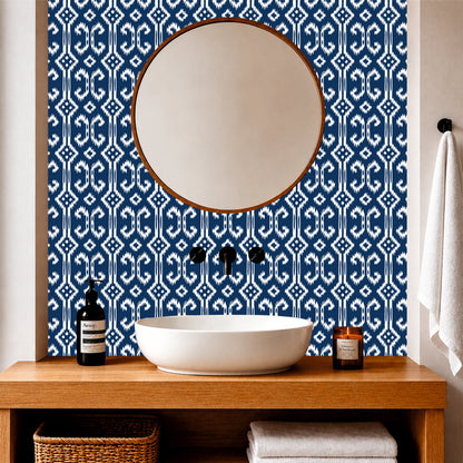 Indigo Ikat Pattern Tile Sticker