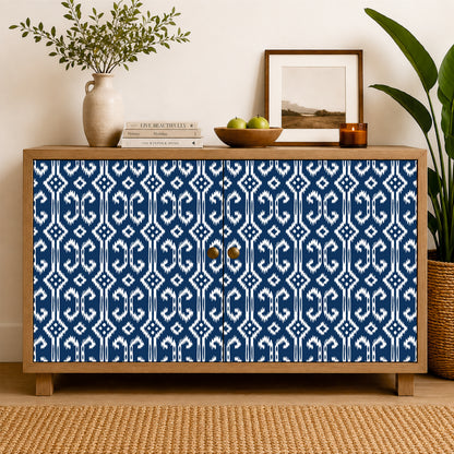 Indigo Ikat Pattern Tile Sticker