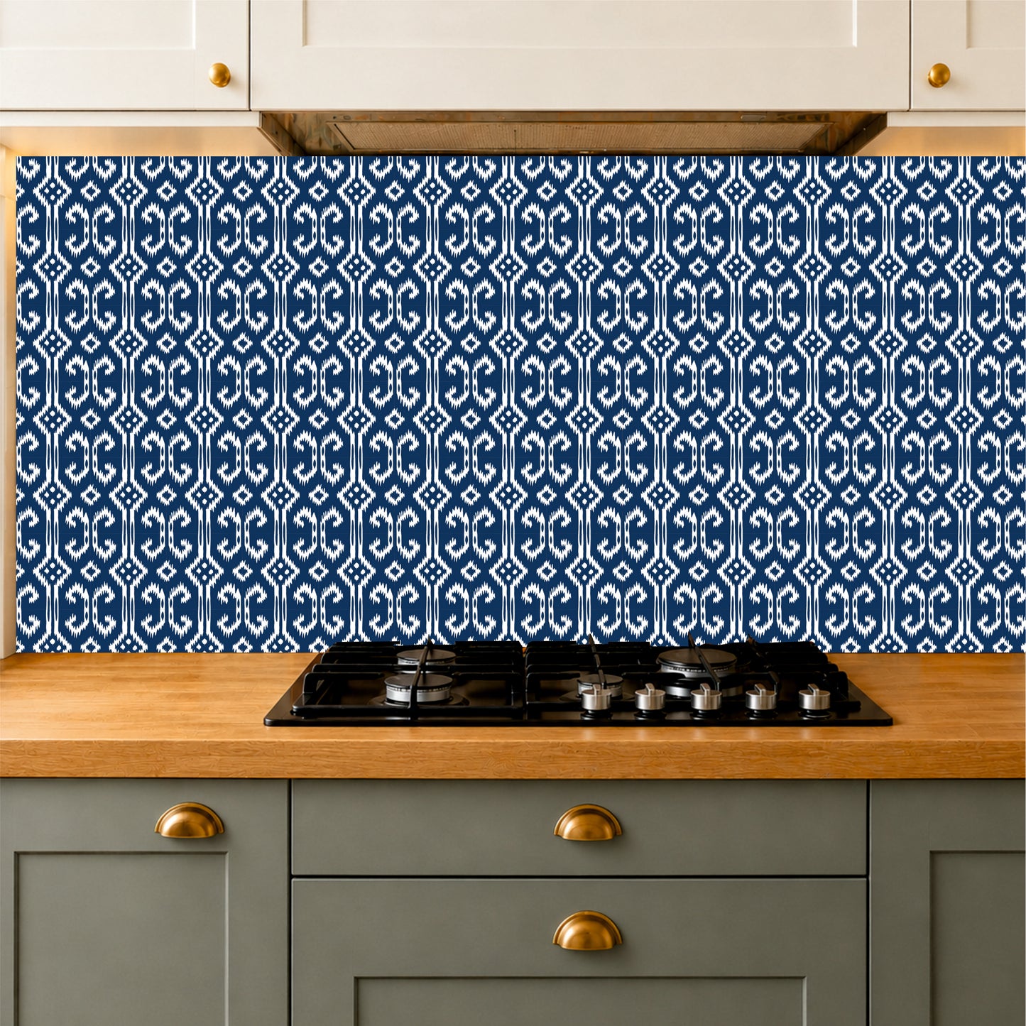 Indigo Ikat Pattern Tile Sticker