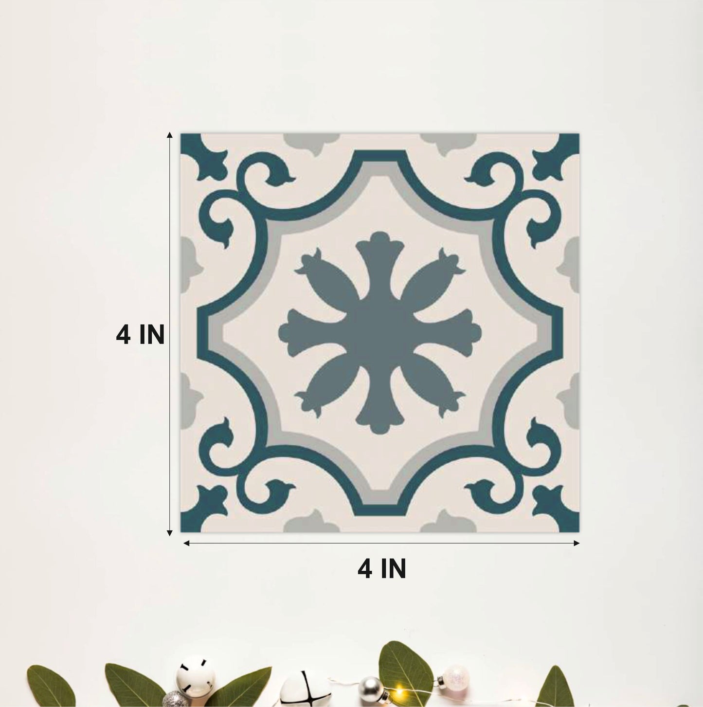 Blue Grey Vintage Floral Tile Sticker