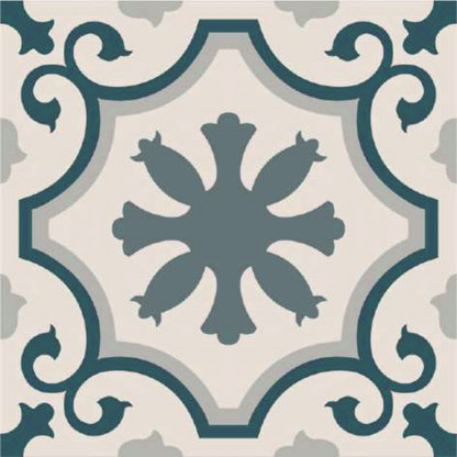 Blue Grey Vintage Floral Tile Sticker