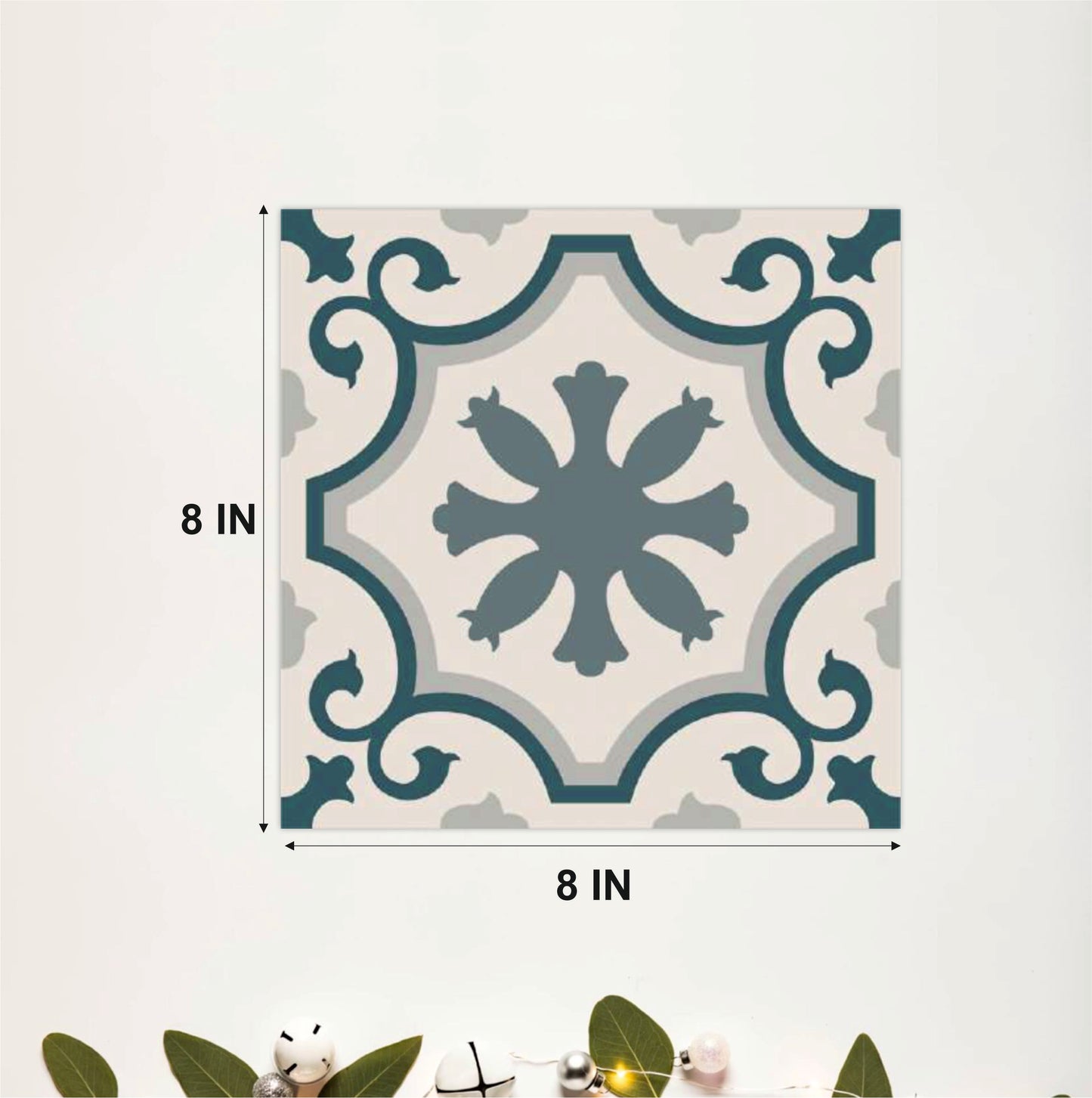 Blue Grey Vintage Floral Tile Sticker