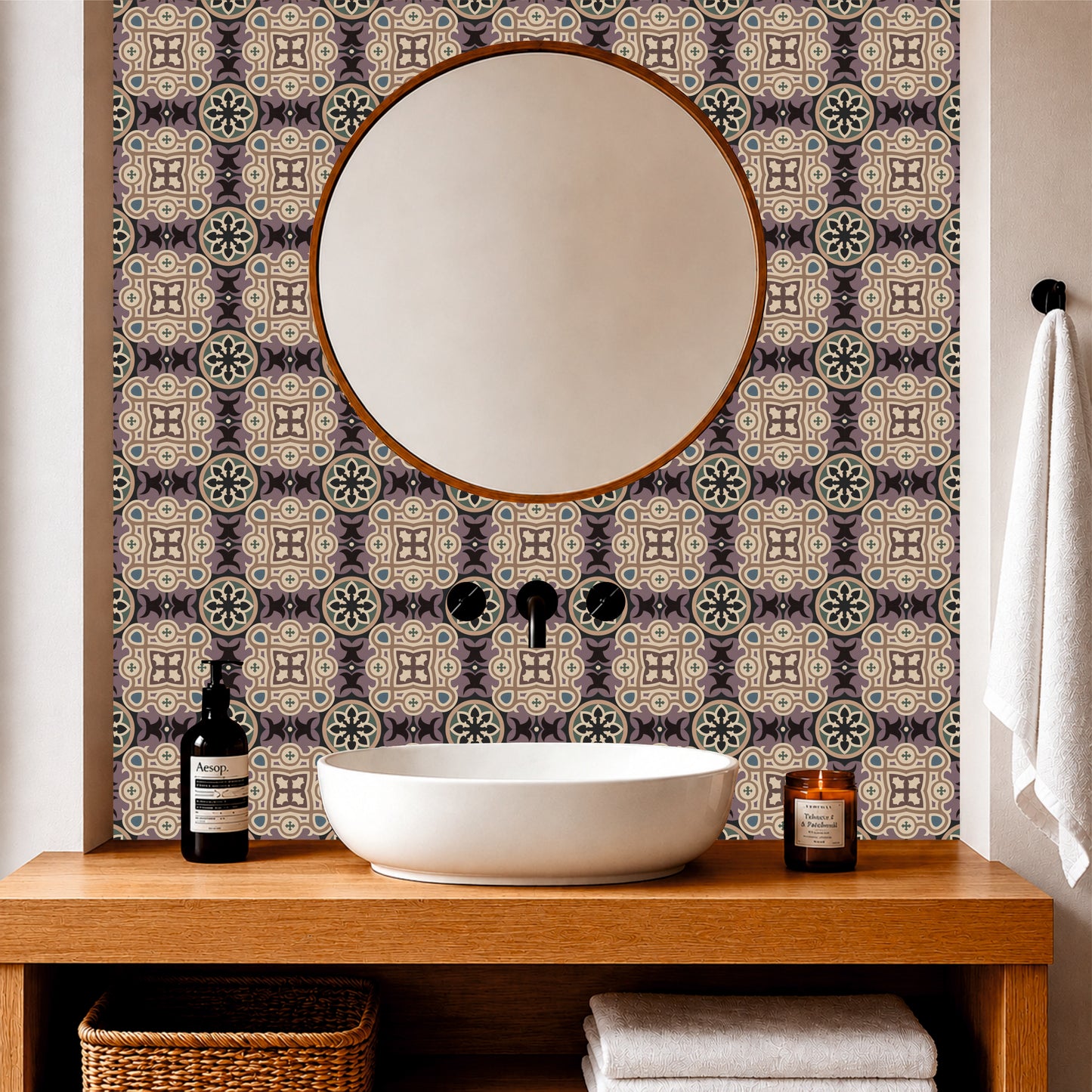 Vintage Victorian Floral Mosaic Tile Sticker