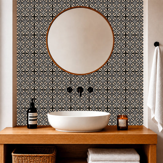 Modern Black Geometric Mosaic Tile Sticker