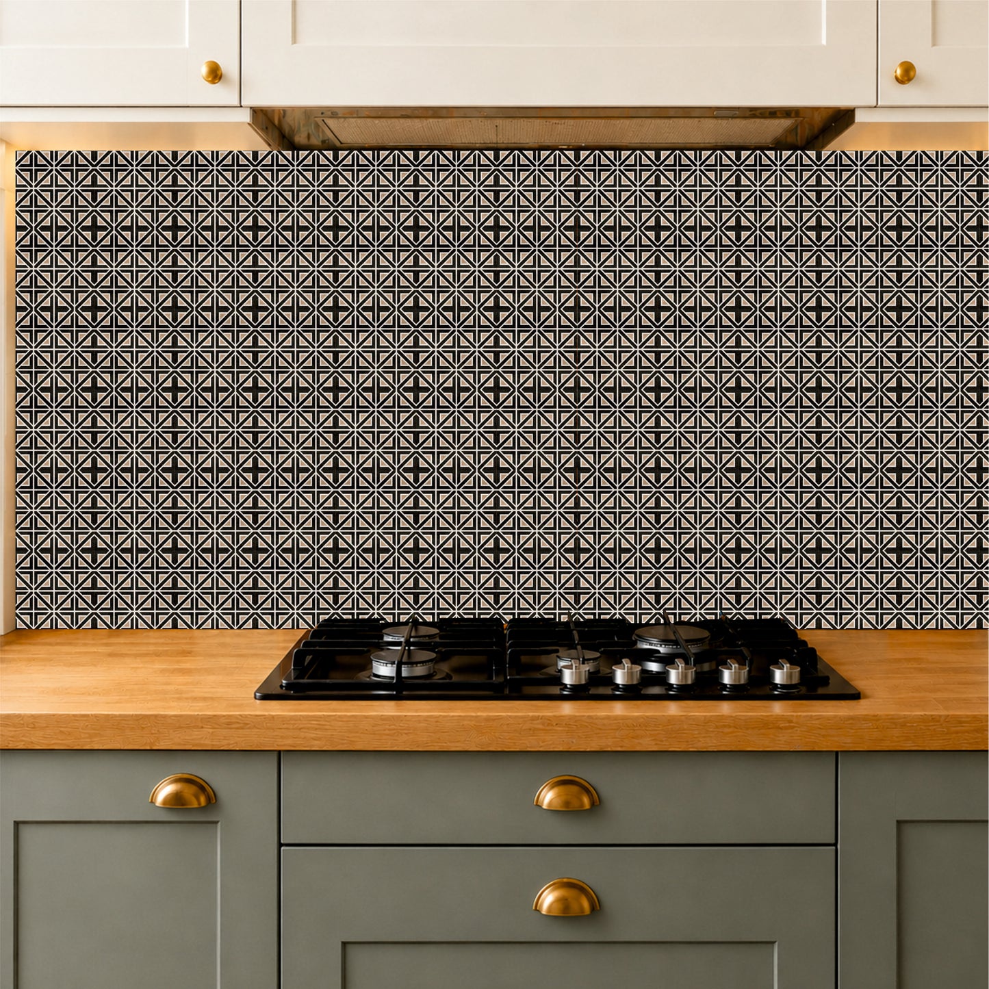 Modern Black Geometric Mosaic Tile Sticker