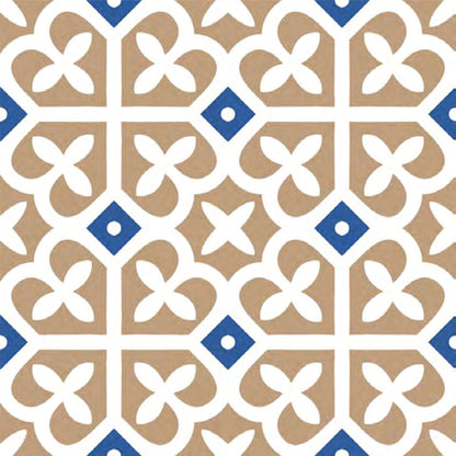 Blue & Sand Moroccan Floral Tile Sticker