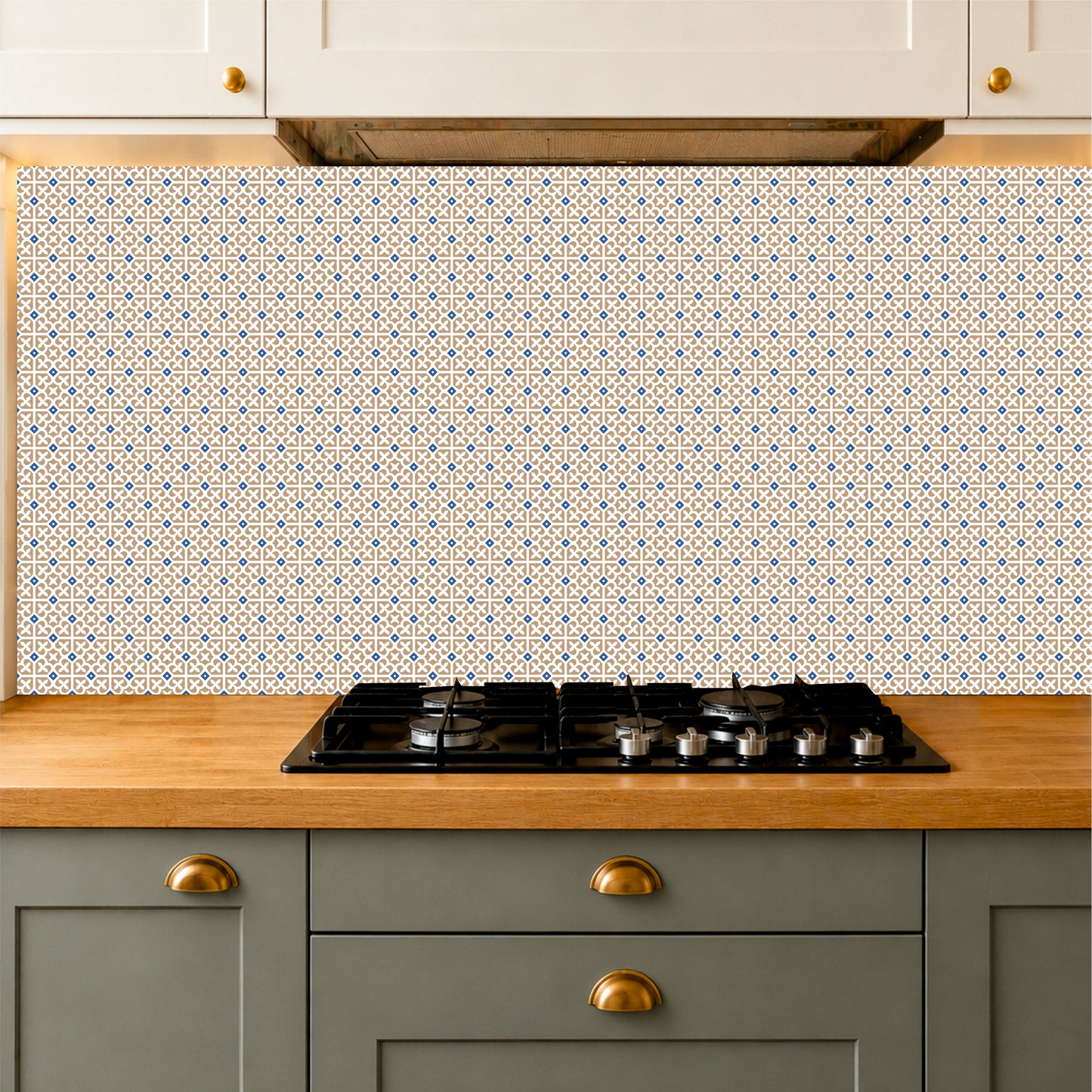 Blue & Sand Moroccan Floral Tile Sticker