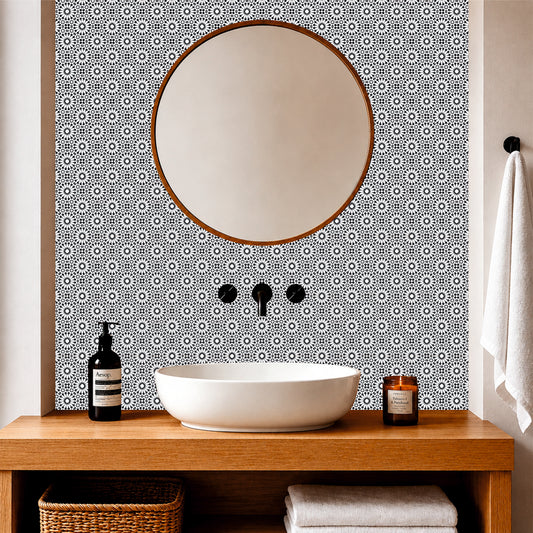 Monochrome Moroccan Star Mosaic Tile Sticker