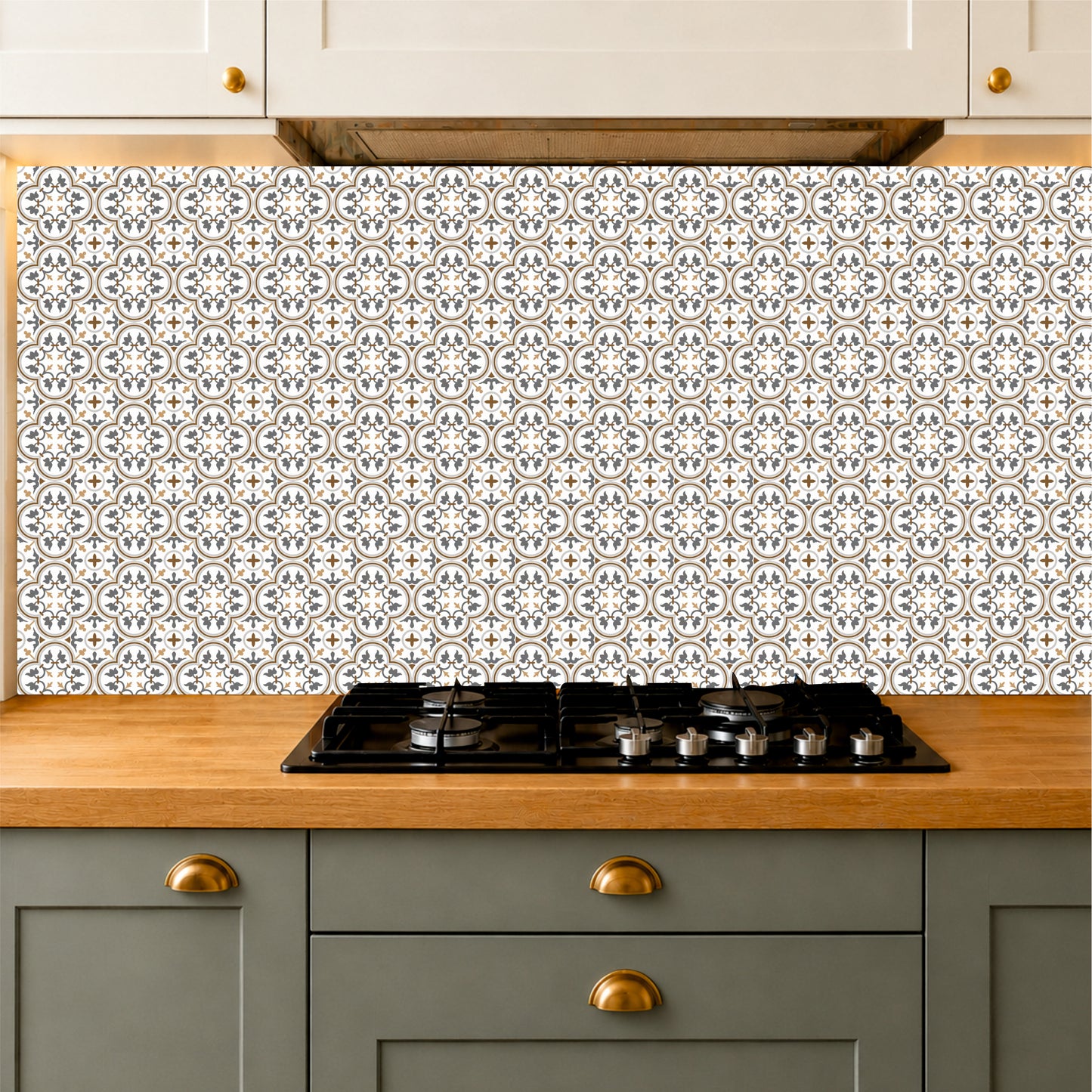 Rustic Grey & Mustard Floral Tile Sticker