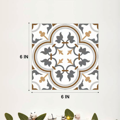 Rustic Grey & Mustard Floral Tile Sticker