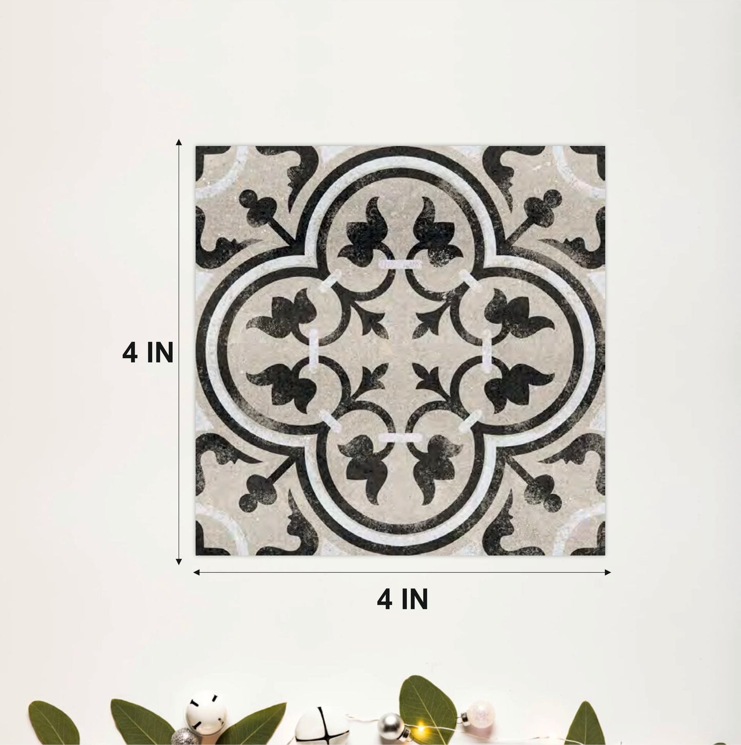Vintage Monochrome Floral Tile Sticker