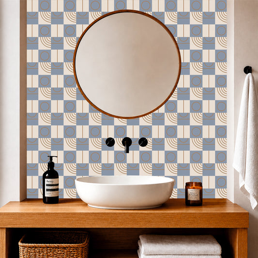 Sky Blue Geometric Abstract Tile Sticker