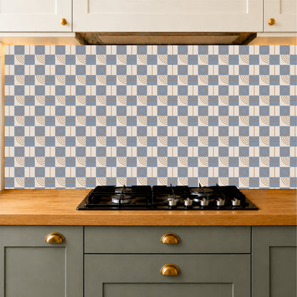 Sky Blue Geometric Abstract Tile Sticker