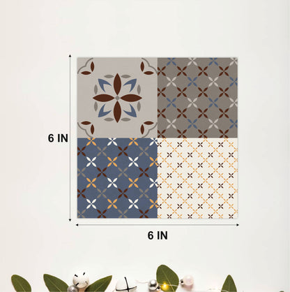 Mixed Floral & Geometric Tile Sticker Set