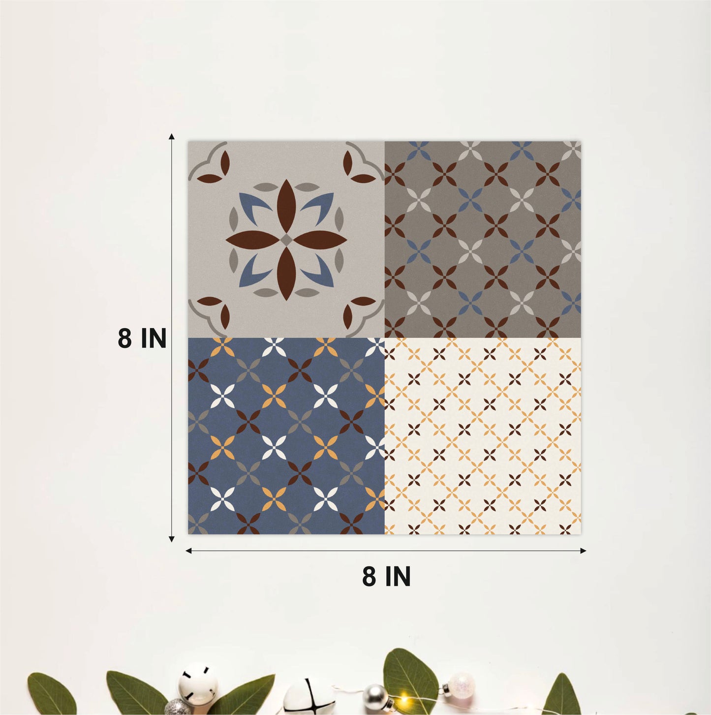 Mixed Floral & Geometric Tile Sticker Set
