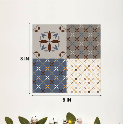 Mixed Floral & Geometric Tile Sticker Set