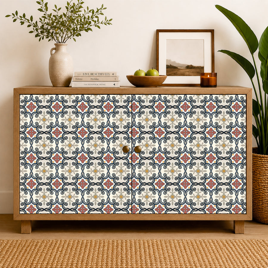 Vintage Mediterranean Scroll Tile Sticker