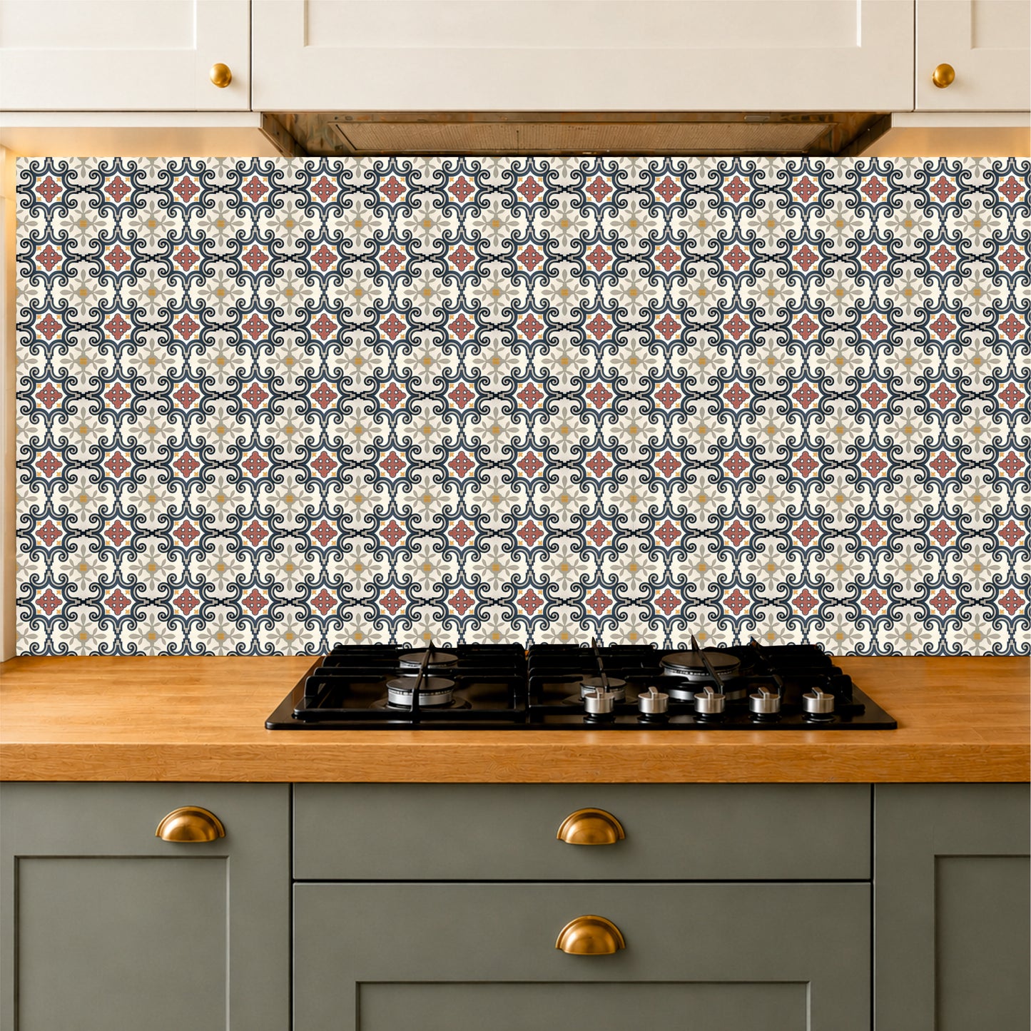 Vintage Mediterranean Scroll Tile Sticker
