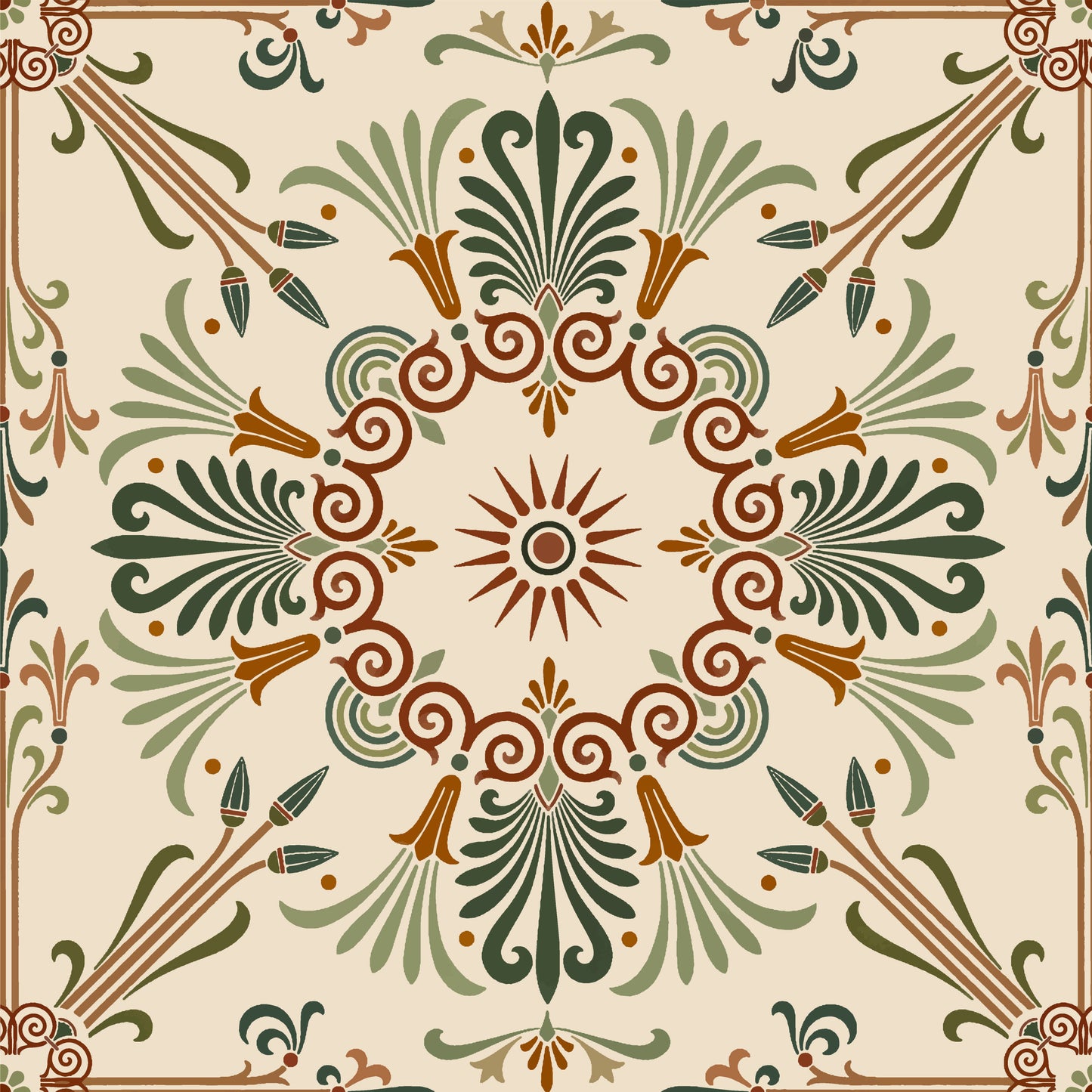 Earthy Folk Pattern Tile Sticker