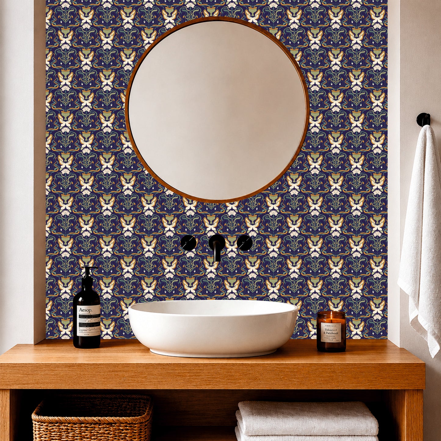 Midnight Botanical Heritage Tile Sticker